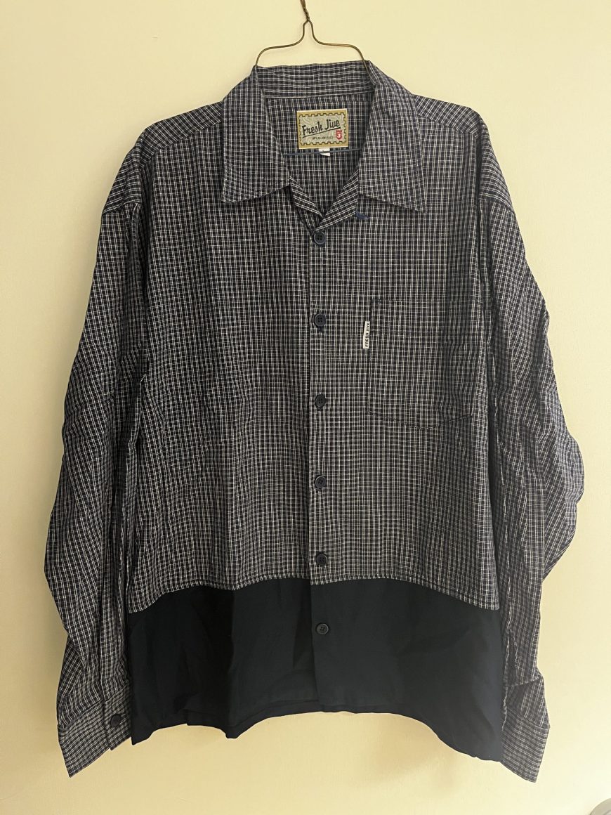 Fresh Jive 90s Split Waist Gingham-ish Button Down Shirt