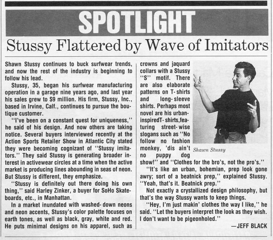 Spotlight: Stussy Flattered by Wave of Imitators (1989)