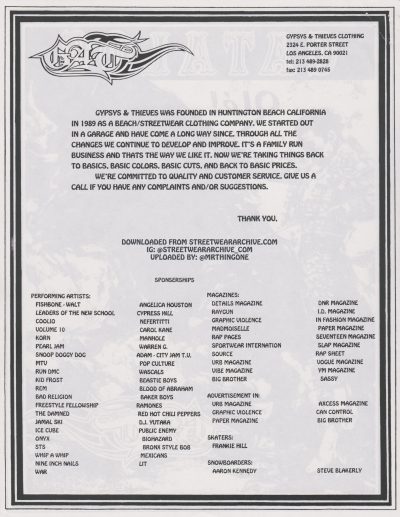Gypsys & Thieves Catalog 1997 Brave Bulls