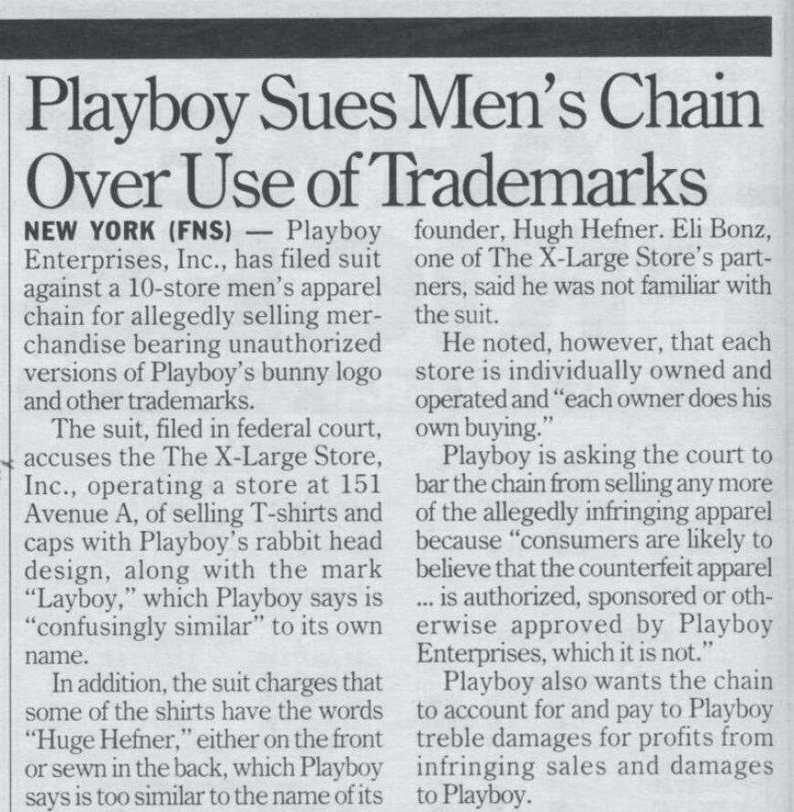 Playboy sues X-Large (1994)