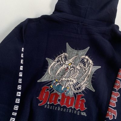 90s HAWK SKATEBOARD BONES BRIGADES STYLE LOGO ZIP HOODIE