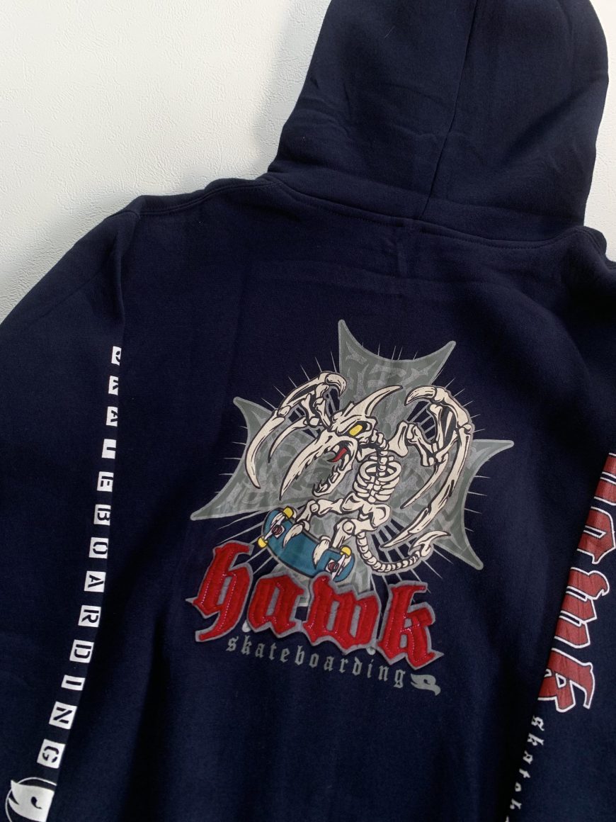 90s HAWK SKATEBOARD BONES BRIGADES STYLE LOGO ZIP HOODIE