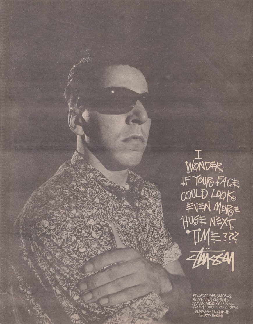 Stussy Blockhead Sunglasses Ad, 1987